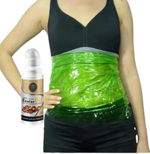 Castor Oil Pack Compress Kit, Body Wraps Anti Cellulite Stretchmarks For Occlusion Detox, Slimming Waist Tummy Belly Belt Wrap Post Partum, Plastic Belt Stomach, Caster Oil Roll On Included - Image 2