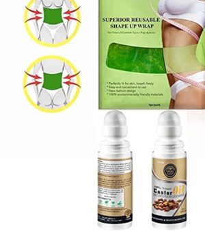 Castor Oil Pack Compress Kit, Body Wraps Anti Cellulite Stretchmarks For Occlusion Detox, Slimming Waist Tummy Belly Belt Wrap Post Partum, Plastic Belt Stomach, Caster Oil Roll On Included - Image 4